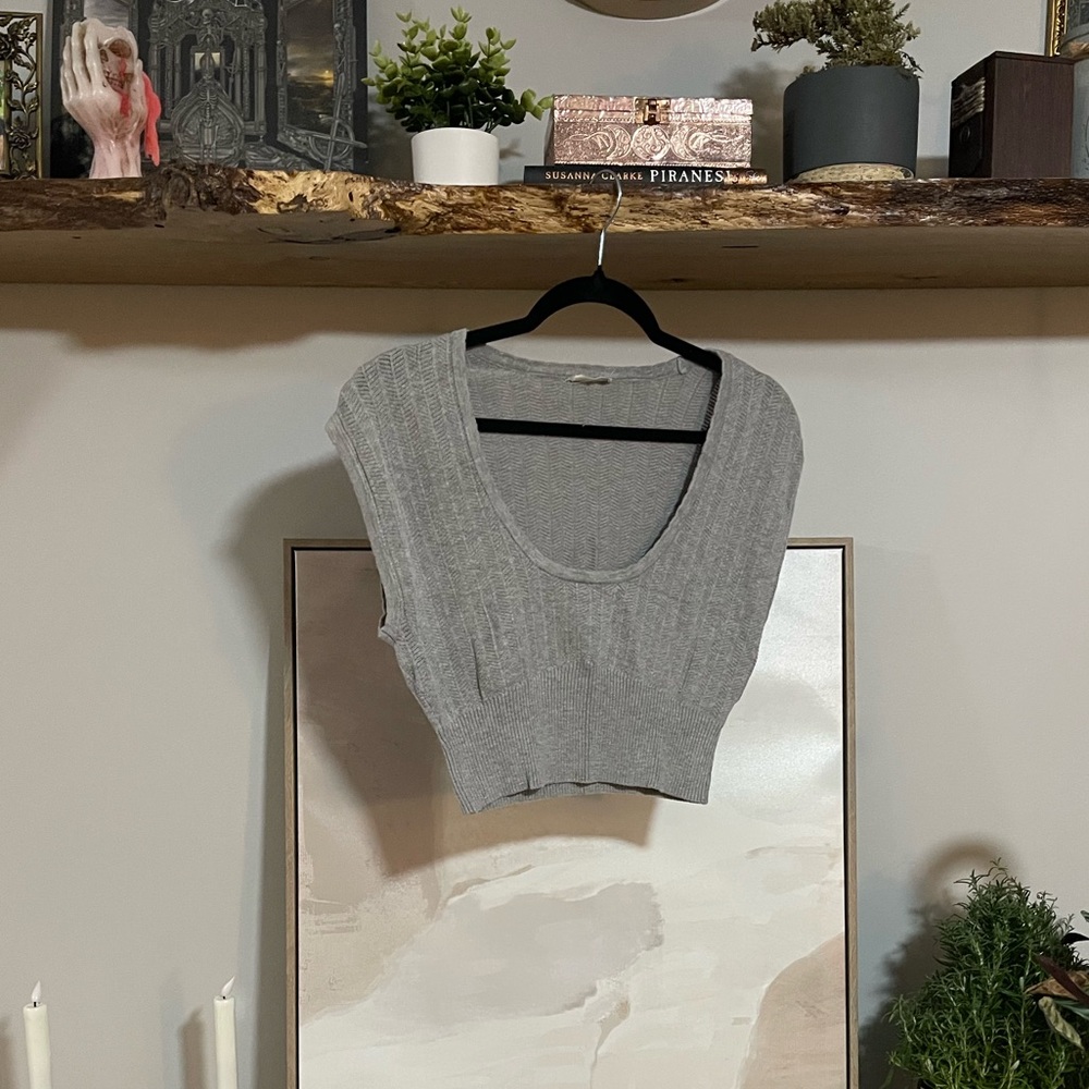 Free People Light Gray Knit Top